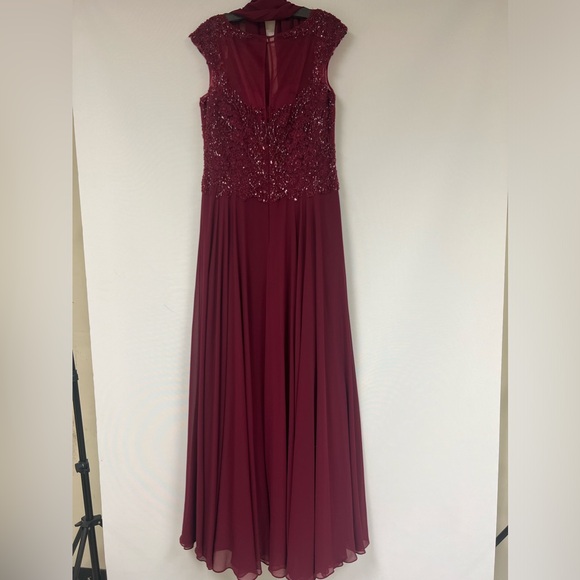 Carmen Blake by Mon Cheri beaded sleeveless fit and flare long Gown - Picture 7 of 11